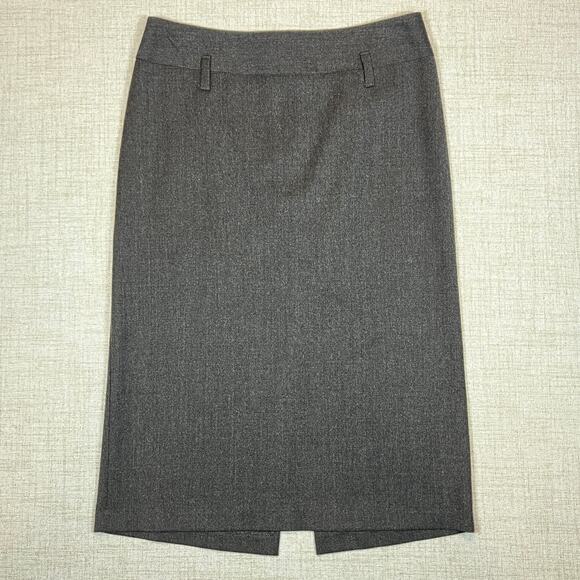 United Colors of Benetton Pencil Skirt Size 8 91% Wool Back Slit Rear Zip Gray - Picture 1 of 8